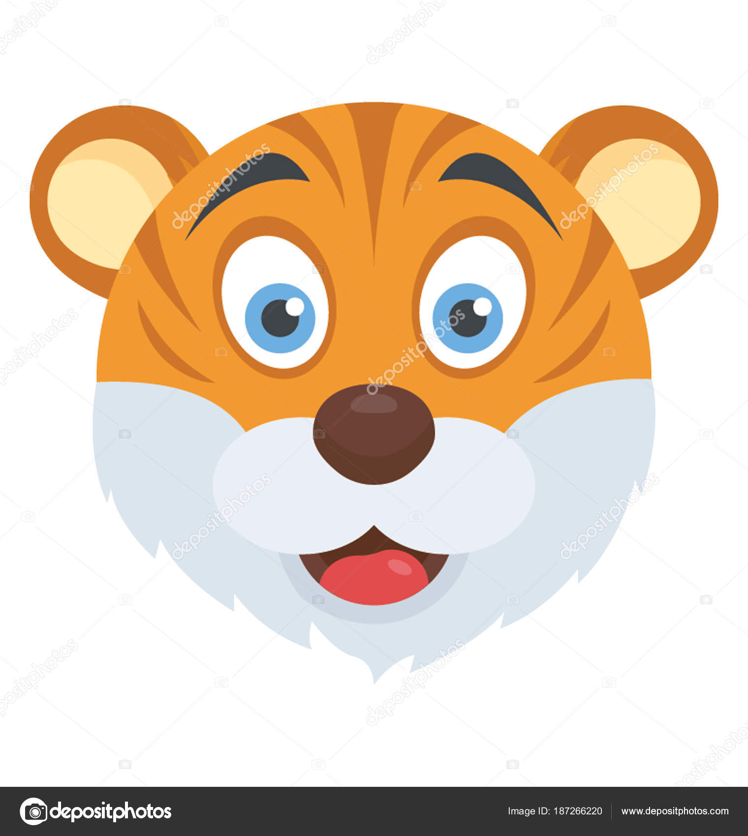 Cute Small Tiger Face Cub Head Stock Vector C Vectorspoint
