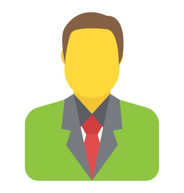 Bir kravat bir işadamı olmak bayraklarında giyen bir erkek avatar