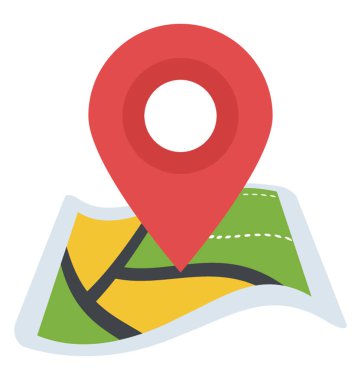 Bir eğri kağıt harita göstergesi, adres gezinti kavramı ile