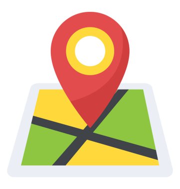 Bir eğri kağıt harita göstergesi, adres gezinti kavramı ile