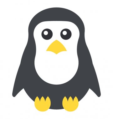 karikatür penguen sevimli bir şekilde oturan