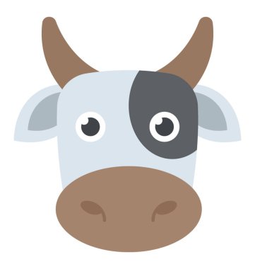 Sevimli inek kafası iki boynuzlu