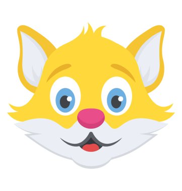 Sevimli çizgi kedi yüz mutlu ifade ile