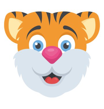 Bir sevimli gülümseyen ve küçük kaplan yüz ya da yavrusu baş