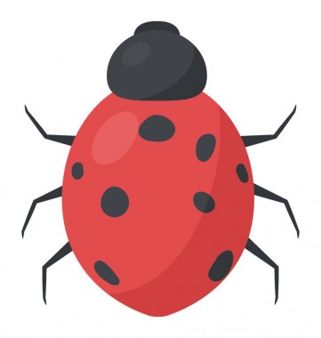 Sevimli kırmızı uğur böceği ile siyah noktalar