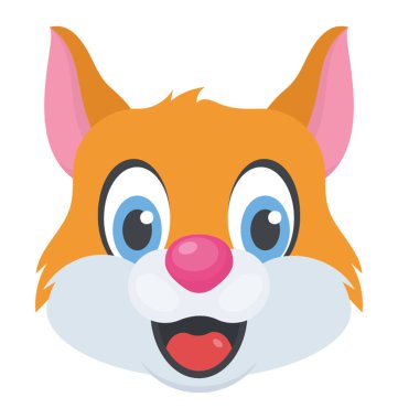 Sevimli çizgi kedi yüz mutlu ifade ile