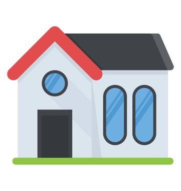 Bir aile ev inşa, düz simgesi tasarım Konut Binası