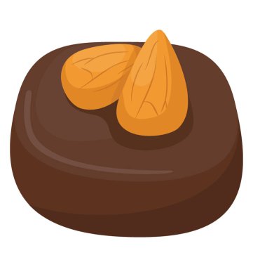 Badem ile tepesinde çikolata şeker