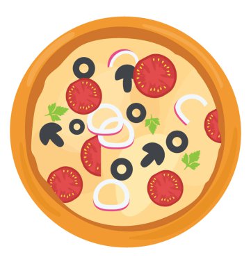 Bir zeytin ve sebze kalın kabuk pizza, bir İtalyan gıda