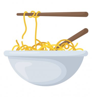 Bir kase erişte yemek çubukları ile