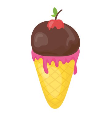 Dondurma Çikolatalı lezzet çilek ile tepesinde