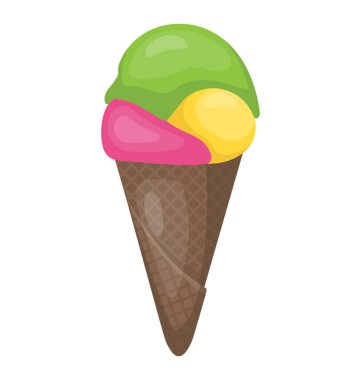 Bir külah dondurma üç farklı tatlar ile