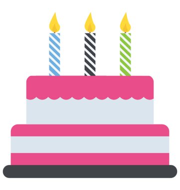 Üzerine de mum olan bir parti pasta