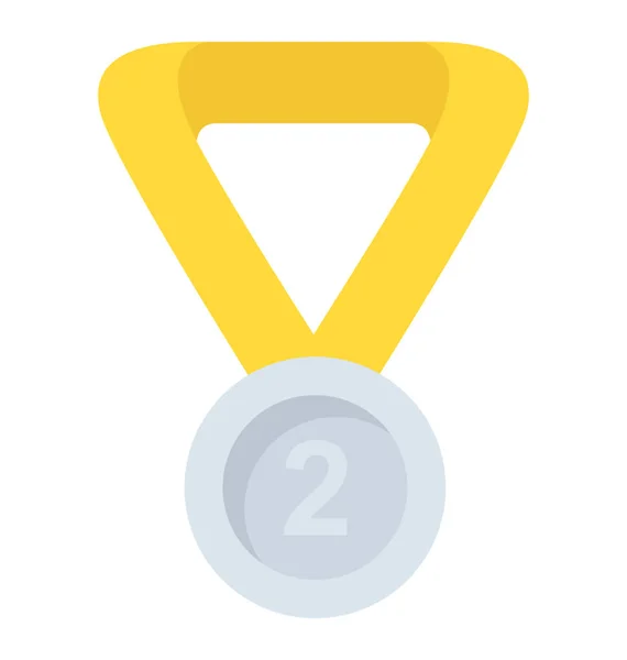 Medaglia Argento Simbolo Vittoria Successo — Vettoriale Stock