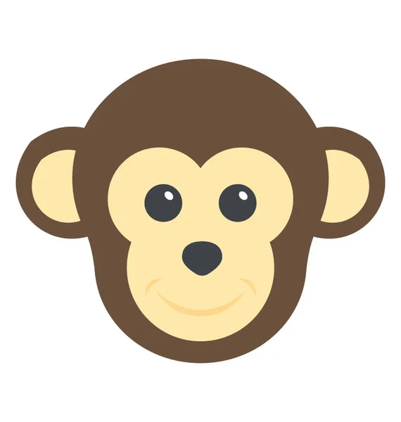 Funny Smiling Monkey Face Wild Animal — Stock Vector