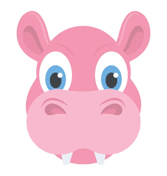 Mignon Animal Tête Hippopotame Faune — Image vectorielle