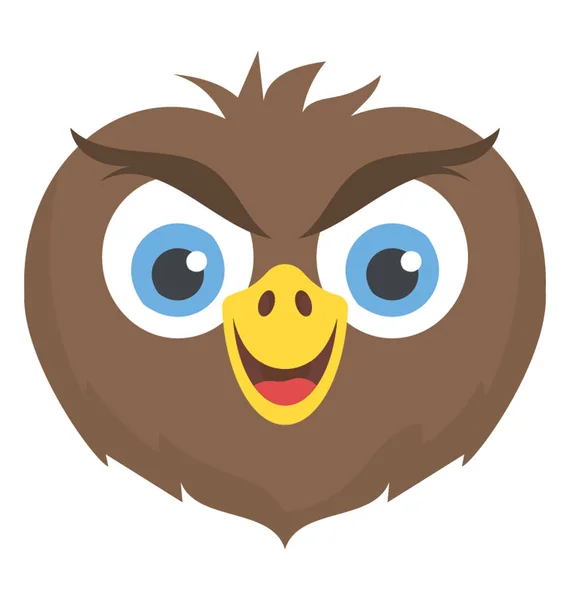 一个滑稽的微笑猫头鹰面孔 野生动物 — 图库矢量图片