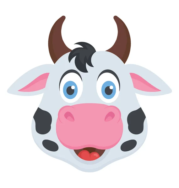Une Vue Face Rapprochée Visage Vache — Image vectorielle