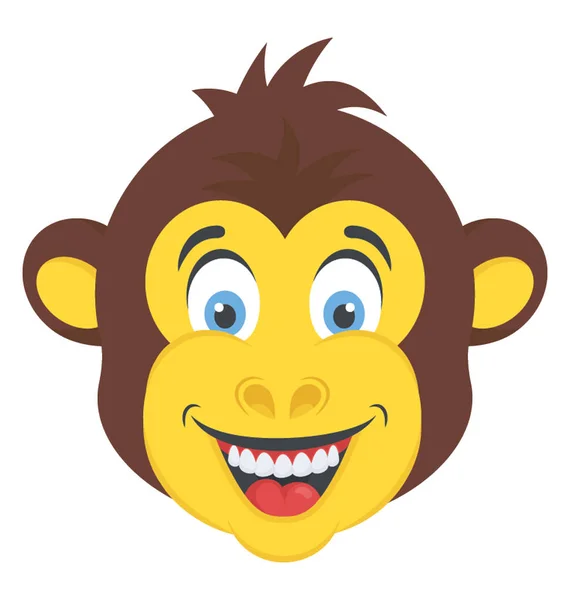 Opičí Tvář Nebo Gorila Šéf Kreslený Zvíře — Stockový vektor