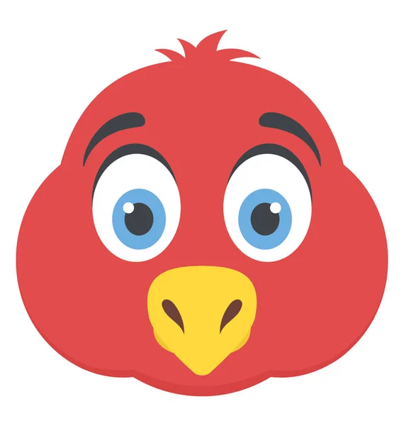 Cartoon Face Bird Fully Opened Eyes — Stock Vector