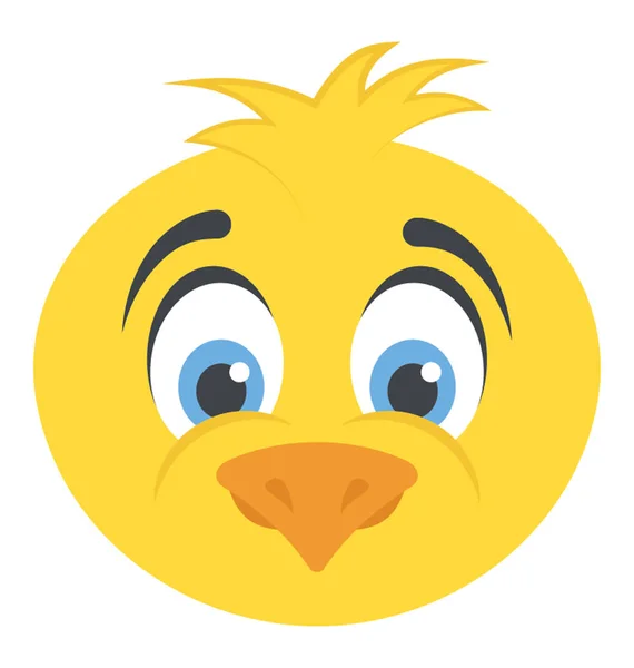 Cute Cartoon Chick Face Fully Opened Eyes — Stock Vector