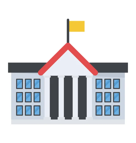 Μια Σημαία Στην Οικοδόμηση Συμβολίζει Εκπαιδευτικό Κτήριο — Διανυσματικό Αρχείο