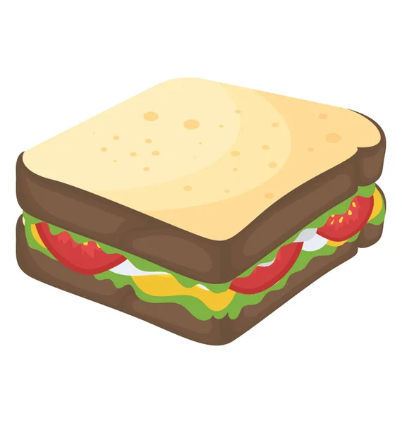 Sandwich Para Satisfacer Entre Comidas Antojos — Vector de stock