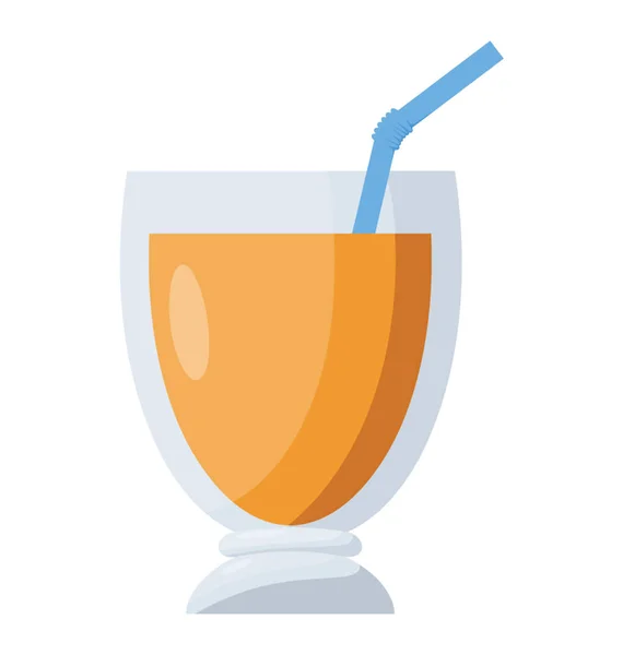 Vaso Jugo Naranja Con Paja — Vector de stock