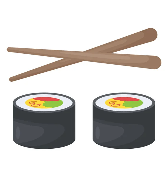 Sushi Cuisine Japonaise Avec Baguettes — Image vectorielle