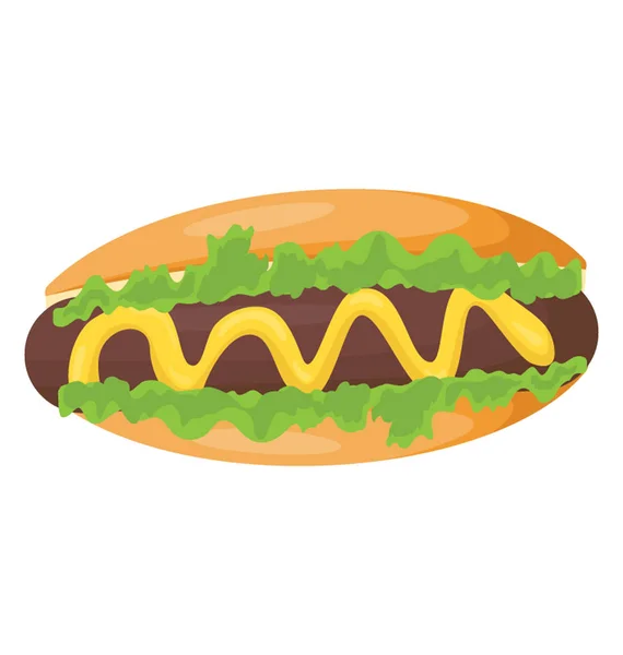 Hotdog Lapos Színes Ikon — Stock Vector