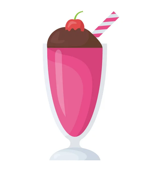Sundae Glass Chocolate Cherry Top — Stock Vector