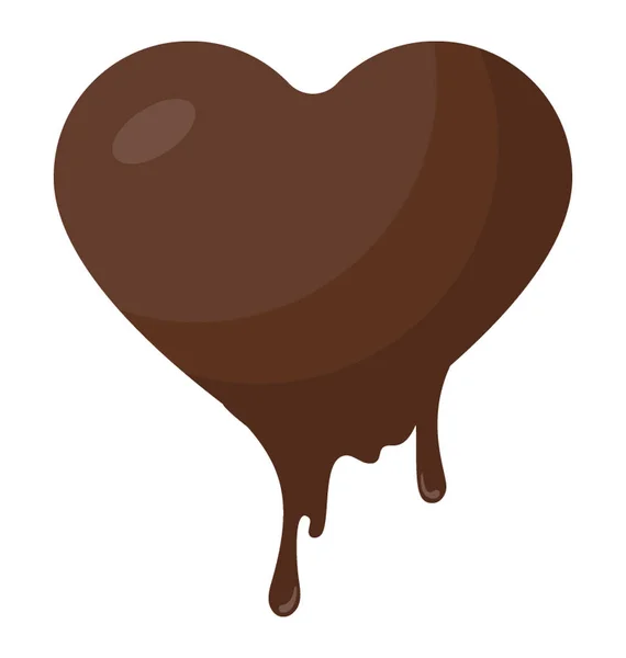Coração Derretido Forma Chocolate Doce — Vetor de Stock