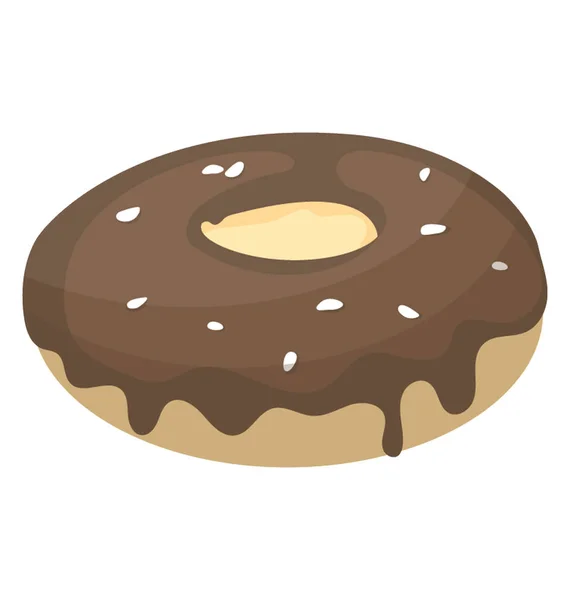 Плоская Иконка Шоколадного Пончика — стоковый вектор