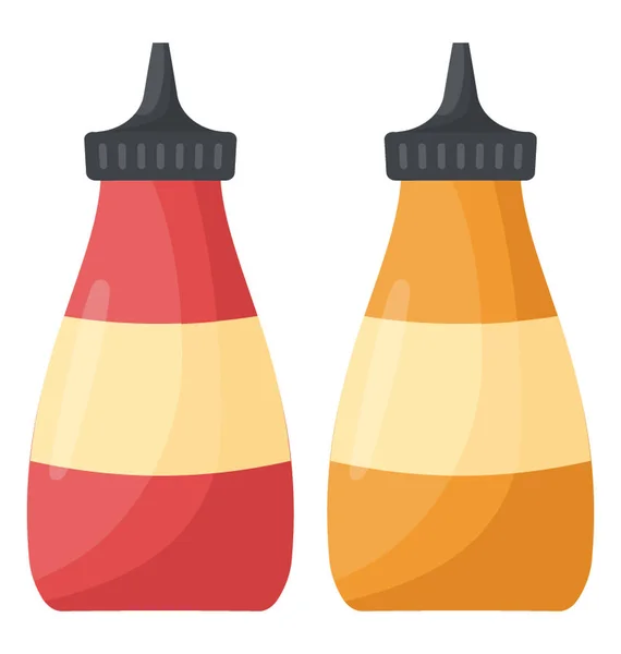 Ketchup Tomate Botellas Plástico Mostaza — Vector de stock