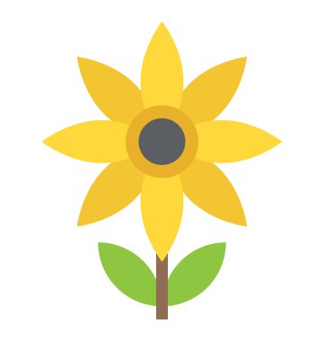 Ayçiçeği düz vektör simgesi parlak portre