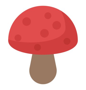 Bir çizgi film mantar, düz vektör simgesi