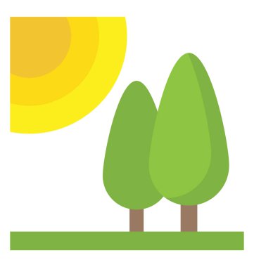 Güneş ve ağaçlar, yaz sezonu kavramı en yakın bir görünümü