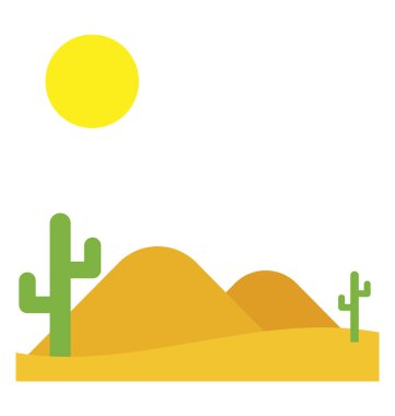 Çöl dağlar, kaktüs ve güneş ile doğal peyzaj