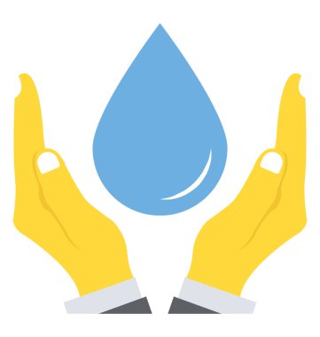 İnsan eli su damlası, su koruma kavramı koruma