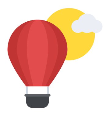 Bulut ve Güneş gökyüzünde uçan bir sıcak hava balonu