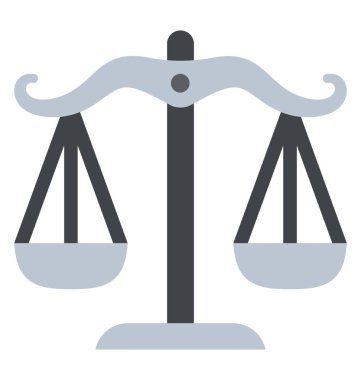 Denge ölçek düz simgesi, adalet kavramı