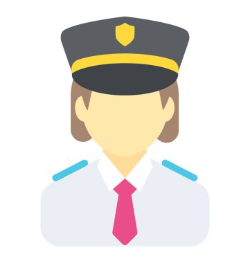 Bu kadın polis bir altın rozet veya kalkan orta özellikleri mavi şapka ile