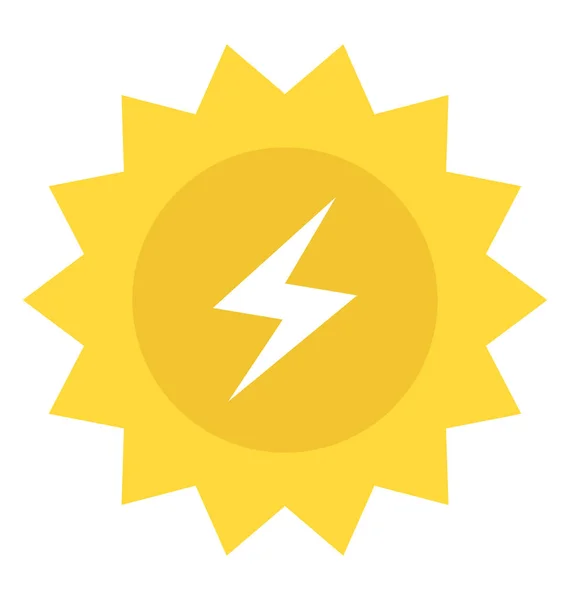 Lightbolt 象徴太陽エネルギー発電と太陽フラット アイコン — ストックベクタ