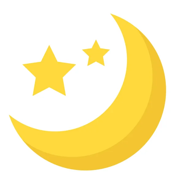 Night Sky Crescent Moon Stars — Stock Vector