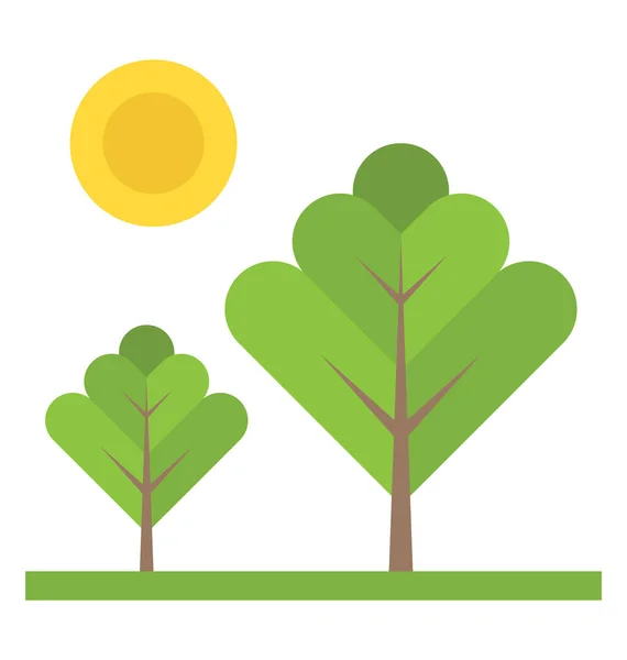 有阳光的季节性树木的绿叶 — 图库矢量图片