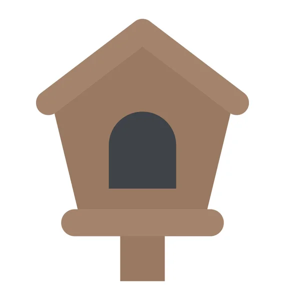 Ícone Vetor Plano Casa Pássaro Madeira — Vetor de Stock