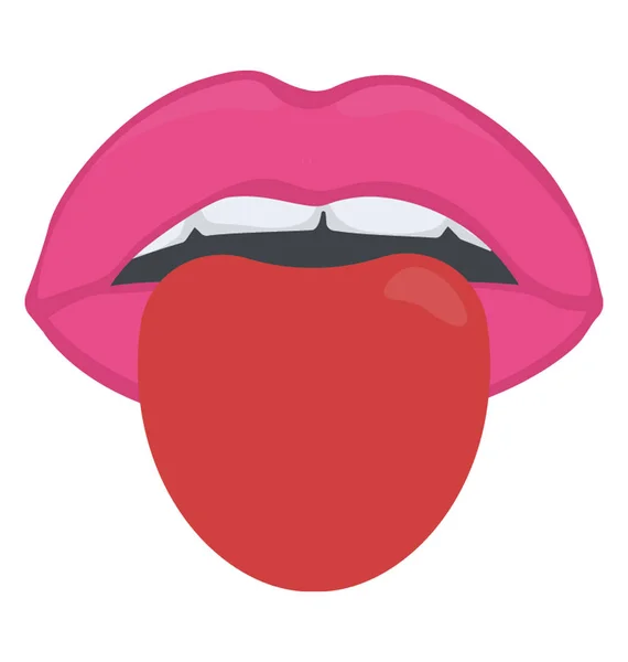 Χείλη Γλώσσα Προεξέχει Επίπεδη Σχεδίαση Εικονίδιο — Διανυσματικό Αρχείο