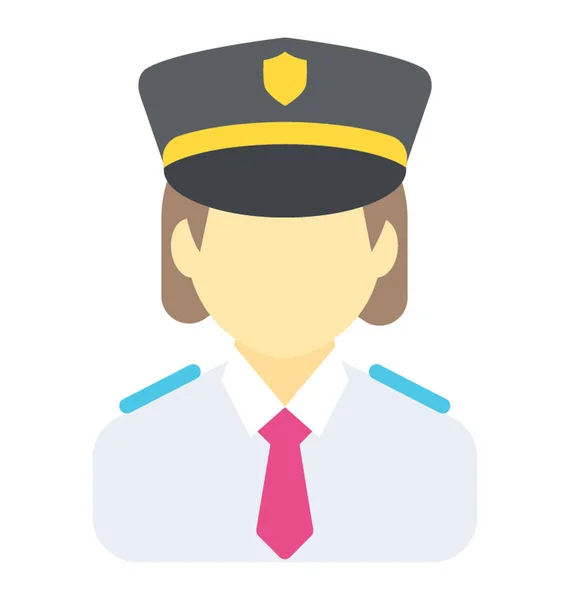 Questa Poliziotta Con Cappello Blu Che Presenta Distintivo Oro Uno — Vettoriale Stock