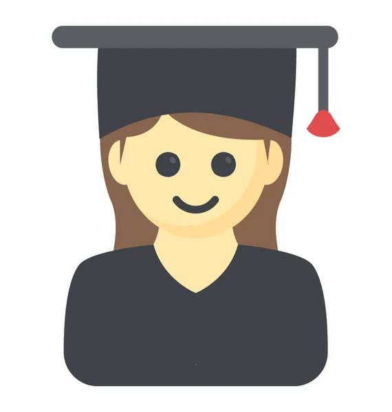 Person Med Mortarboard Huvudet Graduate — Stock vektor