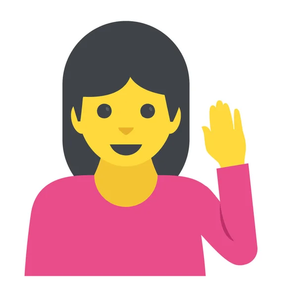 Frau Hebt Hand Frau Emoji — Stockvektor